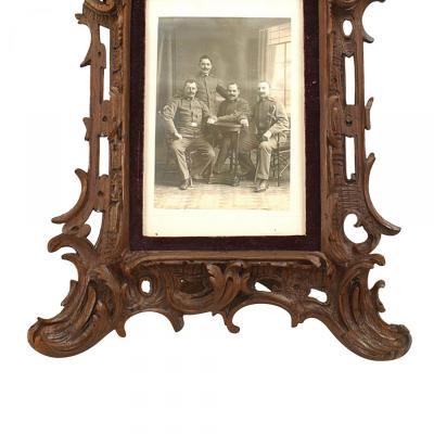 Rustic Black Forest Carved Oak Picture Frame