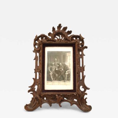 Rustic Black Forest Carved Oak Picture Frame