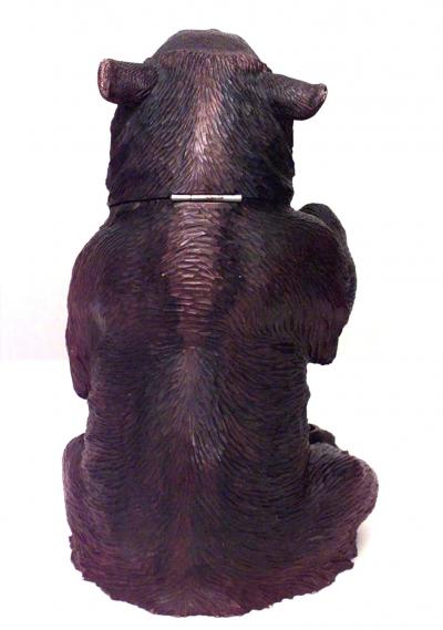 Rustic Black Forest Carved Walnut Bear Ashtray