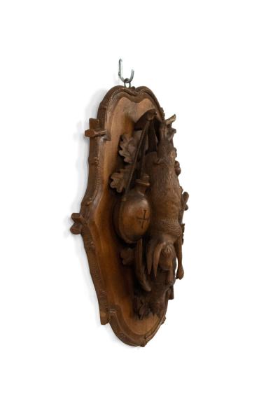 Rustic Black Forest Caved Game Animal Wall Plaque