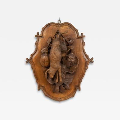 Rustic Black Forest Caved Game Animal Wall Plaque