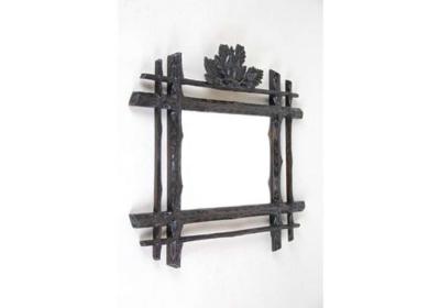 Rustic Black Forest Mirror Hand Carved With Oak Leaves Austria Circa 1880