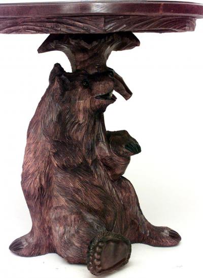 Rustic Black Forest Style 20th Cent Walnut Center Table