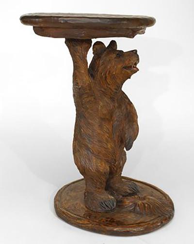 Rustic Black Forest Style 20th Cent Walnut End Table