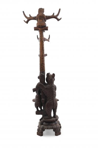 Rustic Black Forest Style Walnut Bear Hatrack