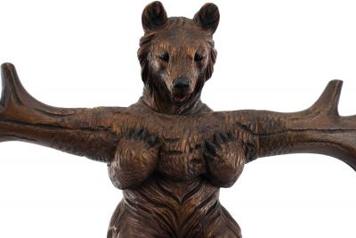 Rustic Black Forest Style Walnut Bear Hatrack