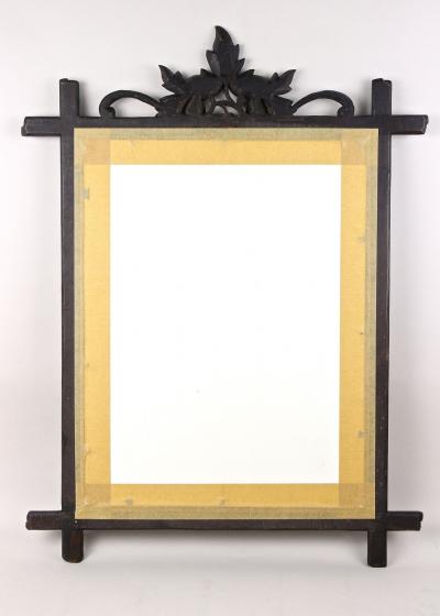 Rustic Black Forest Wall Mirror 19th Century Handcarved Germany ca 1870