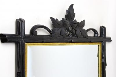 Rustic Black Forest Wall Mirror 19th Century Handcarved Germany ca 1870