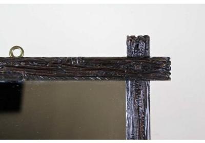 Rustic Black Forest Wall Mirror Hand Carved Austria Circa 1890