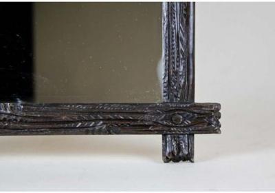 Rustic Black Forest Wall Mirror Hand Carved Austria Circa 1890