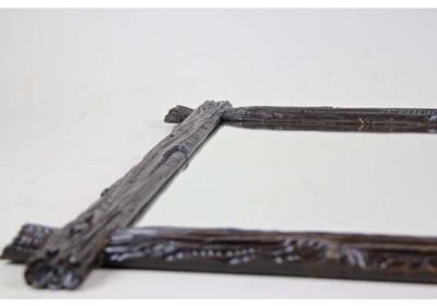 Rustic Black Forest Wall Mirror Hand Carved Austria Circa 1890
