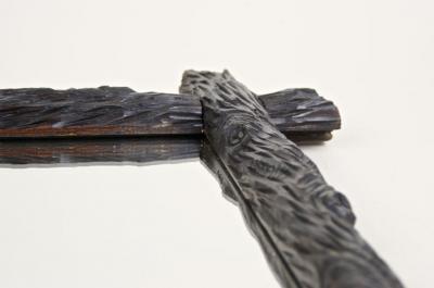 Rustic Black Forest Wall Mirror Hand Carved Austria circa 1880