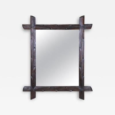 Rustic Black Forest Wall Mirror Hand Carved Austria circa 1890
