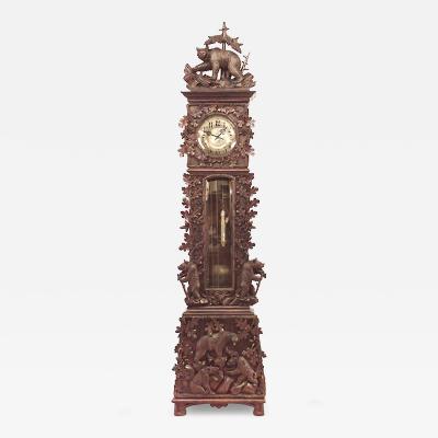 Rustic Black Forest Walnut Grandfather Clock