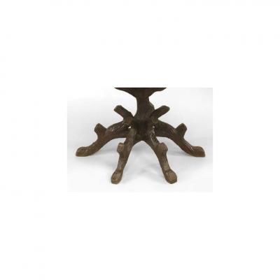 Rustic Black Forest Walnut Marble Console Table