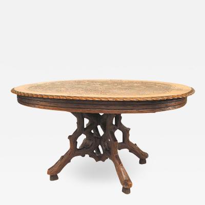 Rustic Black Forest Walnut Oval Dining Table