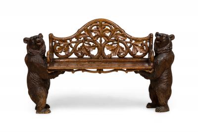 Rustic Black Forest late 19th Cent walnut love seat
