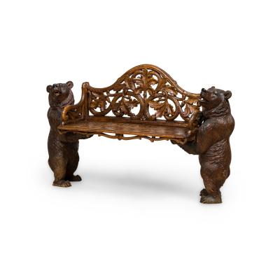 Rustic Black Forest late 19th Cent walnut love seat