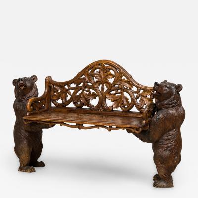 Rustic Black Forest late 19th Cent walnut love seat