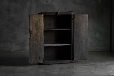 Rustic Brutalist Cabinet in Reclaimed Wood France 20th Century
