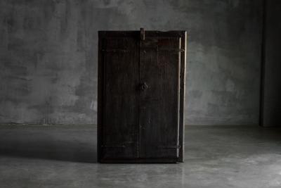 Rustic Brutalist Cabinet in Reclaimed Wood France 20th Century