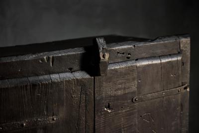 Rustic Brutalist Cabinet in Reclaimed Wood France 20th Century