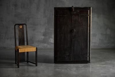 Rustic Brutalist Cabinet in Reclaimed Wood France 20th Century