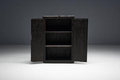 Rustic Brutalist Cabinet in Reclaimed Wood France 20th Century