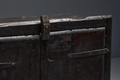 Rustic Brutalist Cabinet in Reclaimed Wood France 20th Century