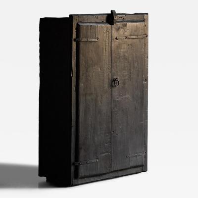 Rustic Brutalist Cabinet in Reclaimed Wood France 20th Century