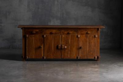 Rustic Brutalist Elm Enfilade Europe Mid 20th Century