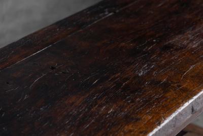 Rustic Brutalist Farm Table in Solid Oak France Early 20th Century