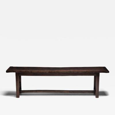 Rustic Brutalist Farm Table in Solid Oak France Early 20th Century