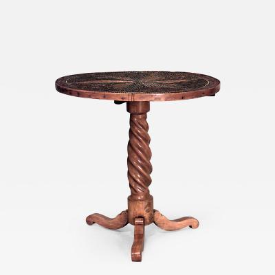 Rustic Continental 19th 20th Cent Round End Table