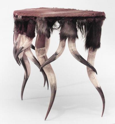 Rustic Continental 19th Cent Horn Design Shaped Console Table