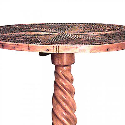 Rustic Continental Elm Wood End Table