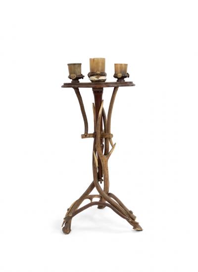 Rustic Continental Oak and Antler Smoking Stand