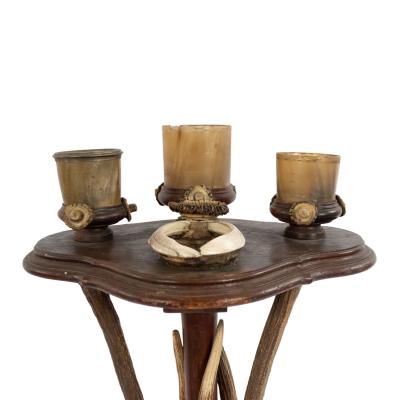 Rustic Continental Oak and Antler Smoking Stand