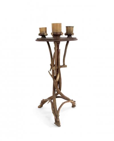 Rustic Continental Oak and Antler Smoking Stand