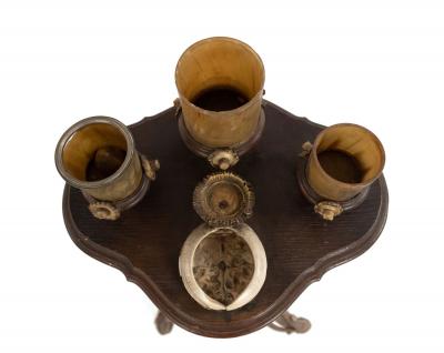 Rustic Continental Oak and Antler Smoking Stand