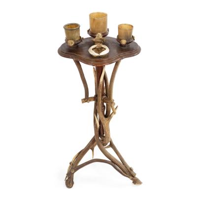 Rustic Continental Oak and Antler Smoking Stand