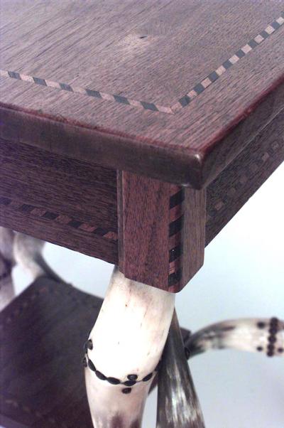 Rustic Continental Steer Horn End Table