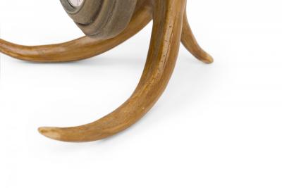 Rustic Continental Style Faux Antler and Brass Table Clock