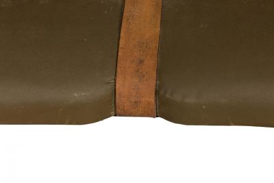Rustic Continental Style Green Leather and Faux Antler Three Seat Settee