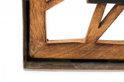 Rustic Continental Style Wooden Square Wall or Table Clock with Glass Inset