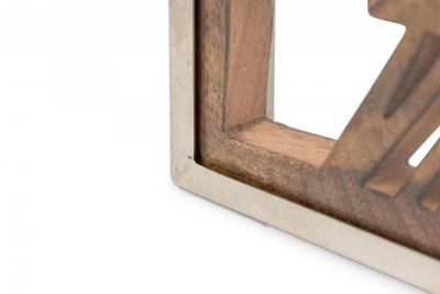 Rustic Continental Style Wooden Square Wall or Table Clock with Glass Inset