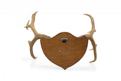 Rustic Decorative Deer Antler and Red Suede Wall Plaque