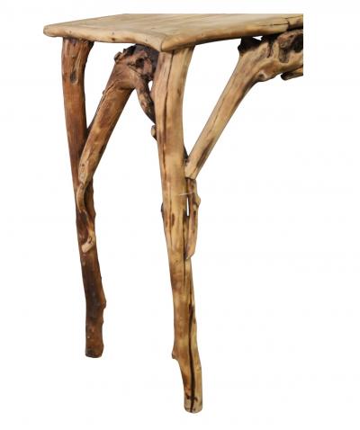 Rustic Driftwood Serpentine Console Mid Late 20th Century