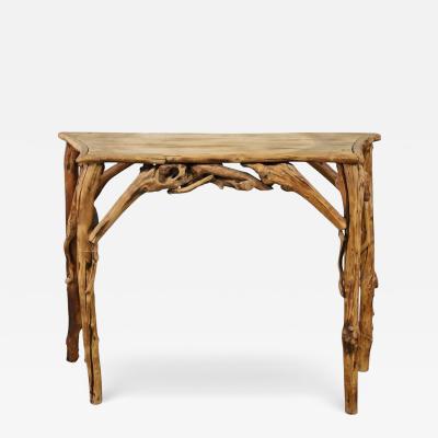 Rustic Driftwood Serpentine Console Mid Late 20th Century