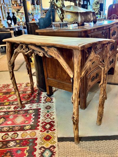Rustic Driftwood Serpentine Console Mid Late 20th Century
